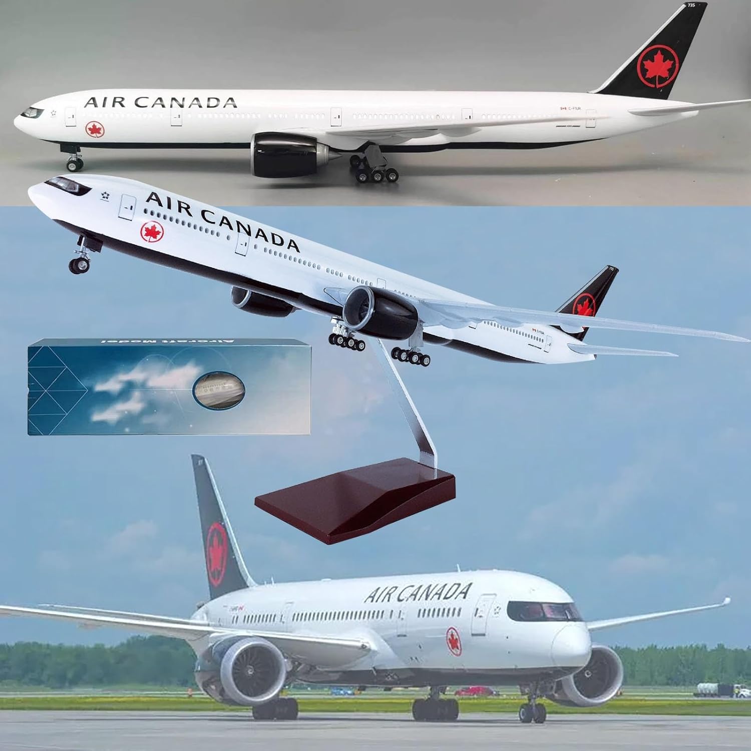 47 センチメートル大 777 飛行機モデルカナダ 1:157 スケール航空機 B777 ダイキャスト LED ライト飛行機おもちゃ航空による収集ギフト