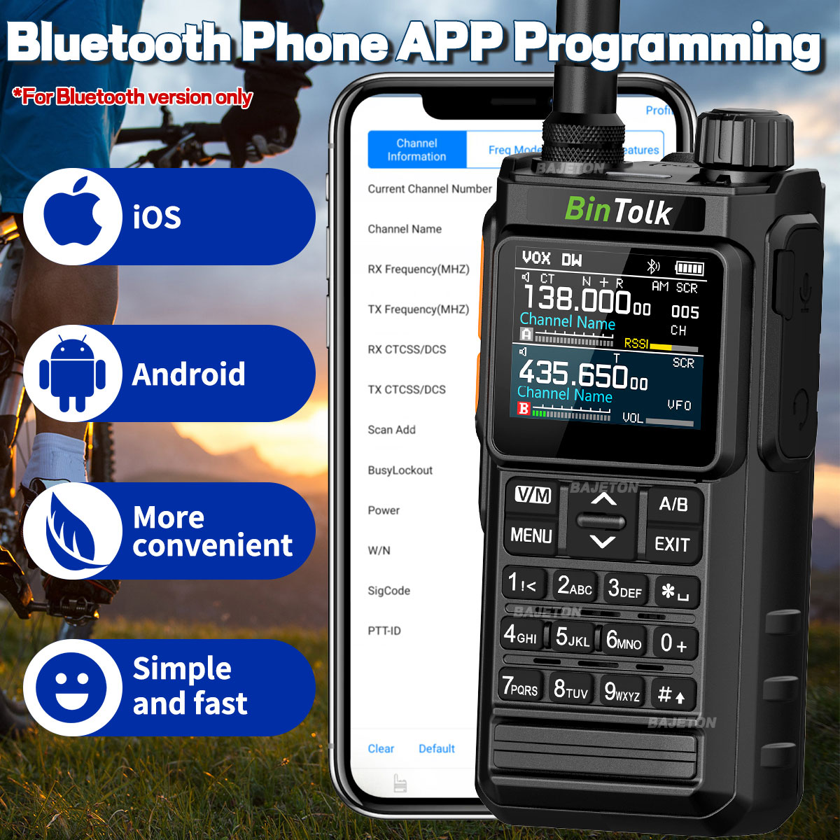 BinTolk BT7700 トランシーバーポータブルフルバンド Bluetooth プログラマノイズリダクションスペクトラムアナライザ AM 双方向ラジオ BT8000