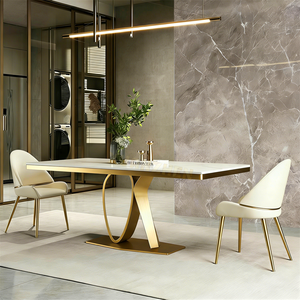 # Dining Table Restaurant Luxury Modern Dining Table Set Gold Stainless Steel