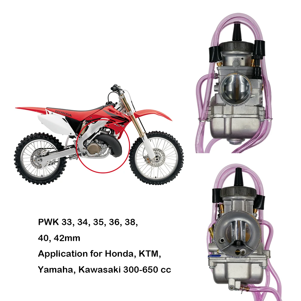 オートバイキャブレター PWK38 ホンダ CR250R レーシングスクーターダートバイク ATV パワージェット PWK 33 34 35 36 38 40 42 ミリメートル 300-650cc