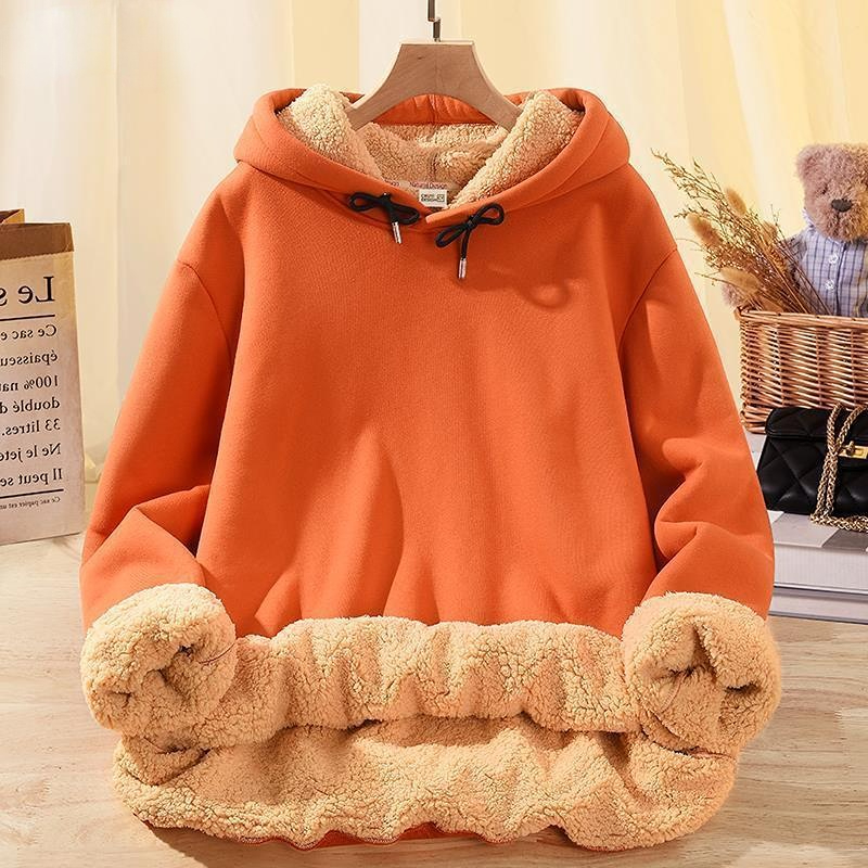 オレンジセーターメンズカシミヤ肥厚スウェット冬秋と冬のフード付きカップルのファッションブランドカシミヤパーカー