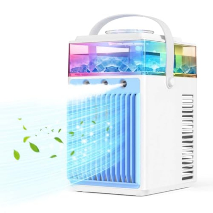 ポータブルエアコン、アプリ制御付き4-IN-1蒸発空気クーラー、800ml水タンク、充電式ミニエアコン、