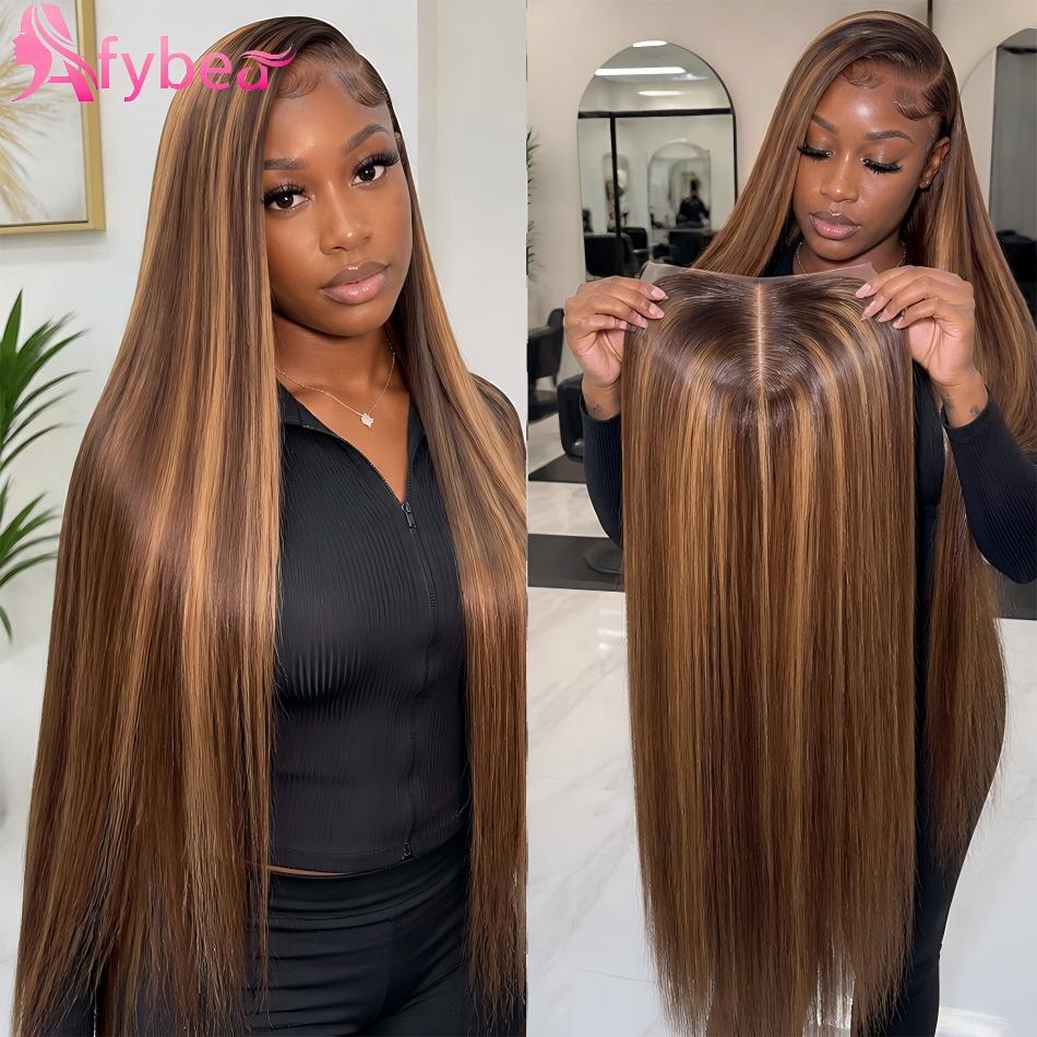 427 Highlight Wig Human Hair 13X6 Hd Lace Frontal Wig Straight Human Hair Wigs 30 38 Inch Preplucked Brazilian Black 200 Density