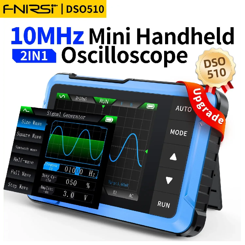 FNIRSI 新 DSO510 DSO152 DSO153 ミニハンドヘルドデジタル 2 IN 1 オシロスコープポータブル 48MS/s 10MHz 帯域幅電子修復ツール