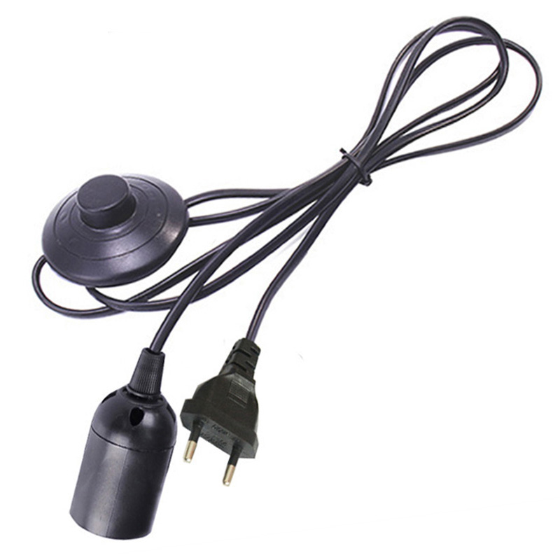 1.8 メートル 3.5 メートル電源コードケーブル E27 ランプベースプラグペンダント LED 電球 E14 ハングランプサスペンションソケットホルダー用フットスイッチワイヤー付き