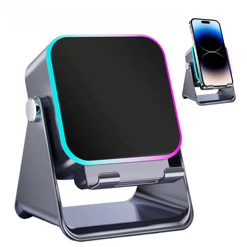 新しい 5 で 1 自動誘導ワイヤレス誘導スピーカー 8 モード RGB ライト電話スタンドサラウンドサウンドポータブル Bluetooth 電話ホルダー