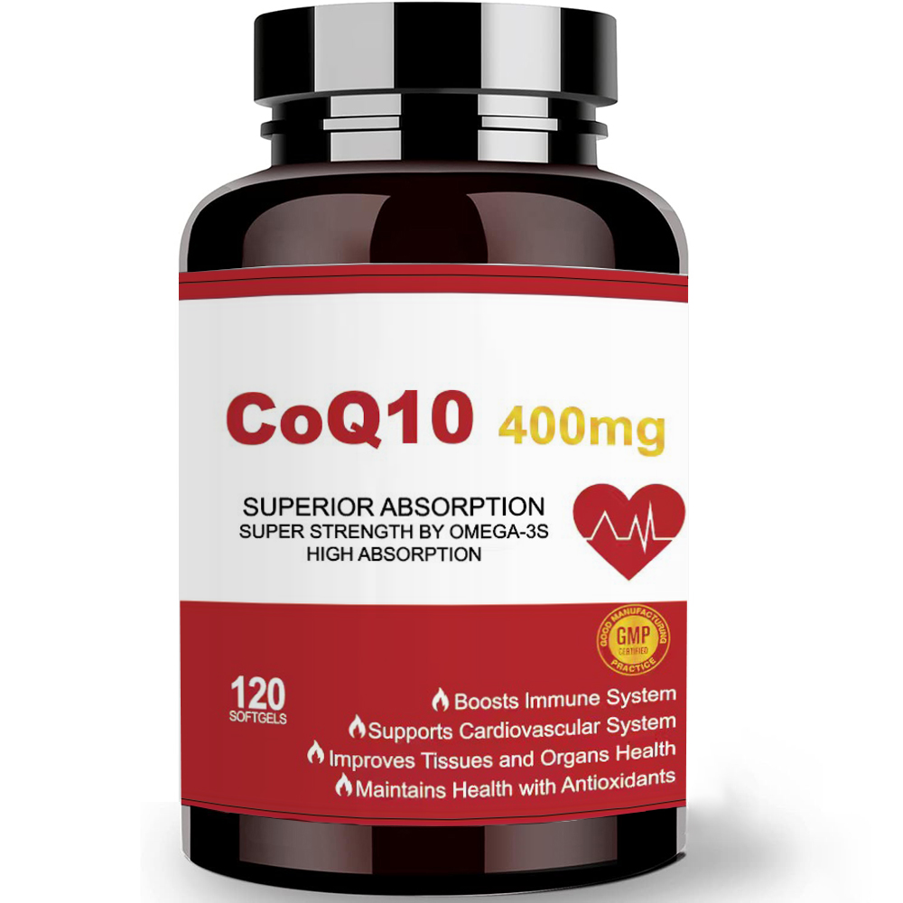 CoQ10 400mg ソフトジェル - コエンザイム Q10 サプリメント、プラス PQQ、オメガ 3、心臓の健康と細胞エネルギーのための抗酸化剤、120 ソフトジェル
