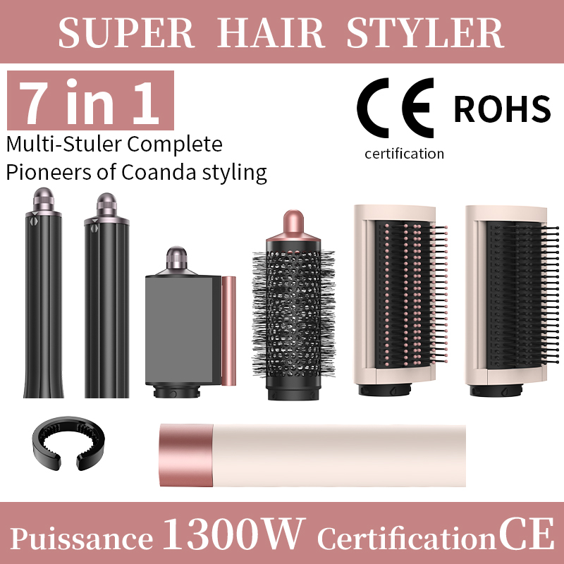 2026 新 7IN1 マルチヘアスタイラーヘアアイロンヘア熱風ブラシカーリングバレルヘアドライヤーサロンプロ巻き毛スタイラー