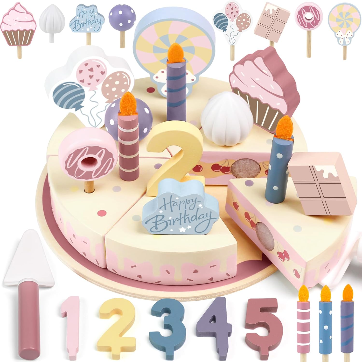 木製キッズキッチンおもちゃシミュレーション誕生日ケーキおもちゃごっこ遊び切断食品ゲーム子供ロールプレイおもちゃギフト少年少女のため