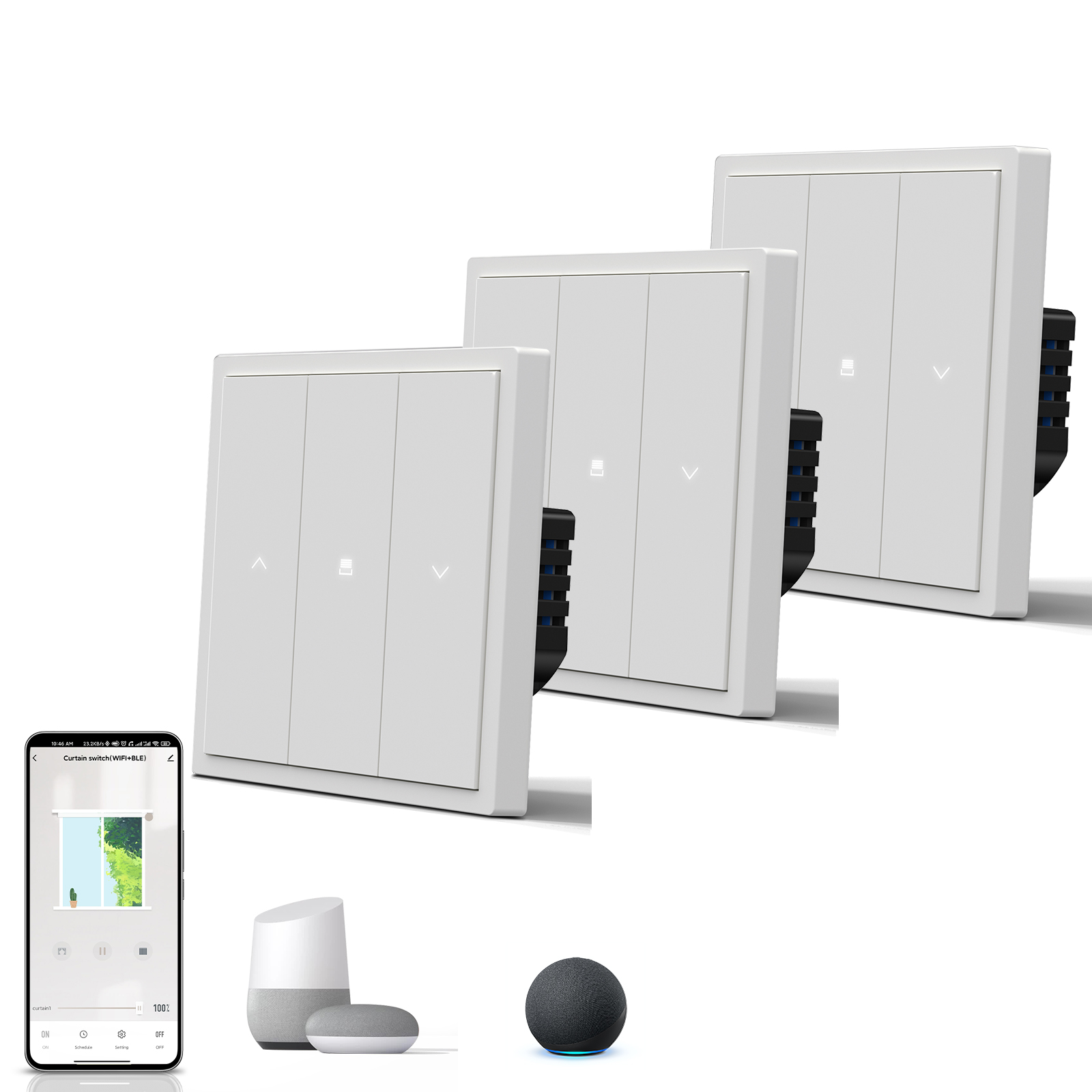 BSEED Zigbee シャッター スイッチ スマート メカニカル ラージ ボタン カーテン スイッチ Zigbee クリック スイッチ ウォール スマート TUYA ローラー ホワイト