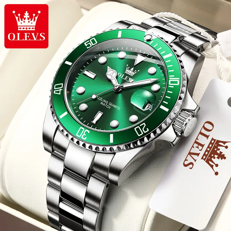 OLEVS オリジナルクォーツ時計男性用ステンレス鋼防水スポーツ腕時計ファッション高級トップブランドメンズ腕時計 5885