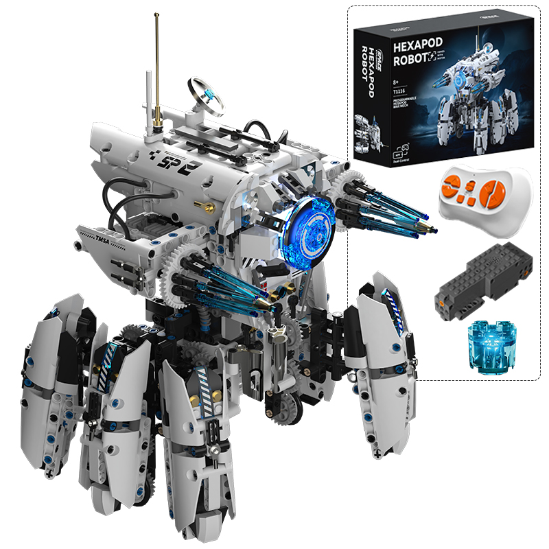 テクニカルプログラミング六脚ロボットサイエンスフィクション戦争機械ビルディングブロック市リモコンロボットレンガのおもちゃ男の子のギフト