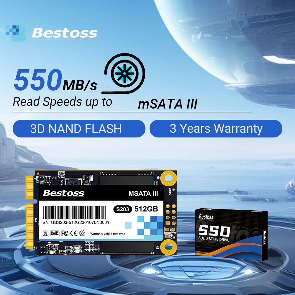 Bestoss mSata SSD 1 TB 512 GB 256GB Mini Sata 3.0 ハードディスク 128GB 内蔵ソリッドステートハードドライブ、ラップトップ、デスクトップコンピュータ用
