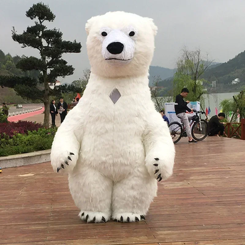 10フィートの巨大なインフレータブルシロクマコスチューム大人用ブローアップファーぬいぐるみマスコットスーツ動物キャラクターインフレータブル衣服イベントパーティー用