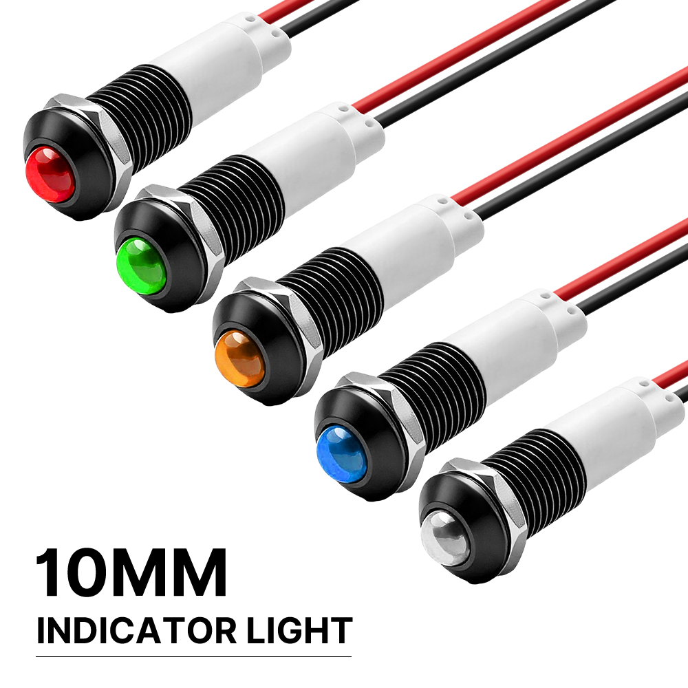 FILN 5/25 個 10 ミリメートル金属 LED インジケータライト IP67 防水低出力パイロットライト 12v-24v ダッシュボード信号ランプ車ボート用