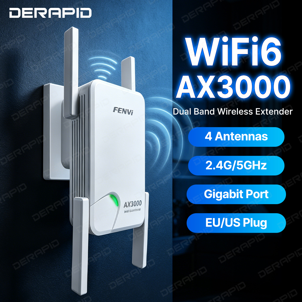 AX3000 WiFi 6 リピーター信号ブースター 5G 2.4G デュアルバンドギガビット長距離 WiFi エクステンダーアンプ WPS 簡単セットアップ