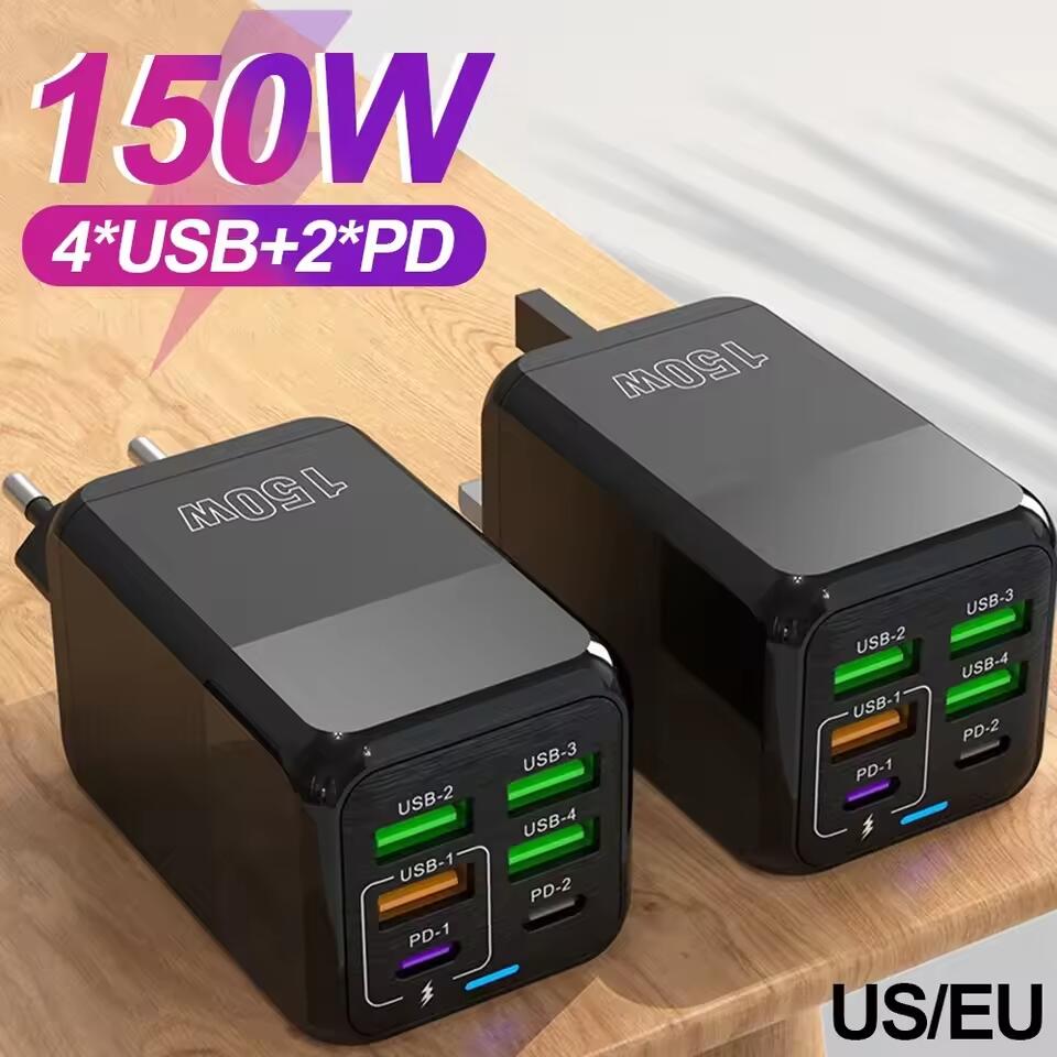150 ワットマルチポート USB 充電器 6 ポート急速充電電話の充電器壁アダプタ iPhone サムスン Xiaomi EU/米国/英国プラグ急速充電器