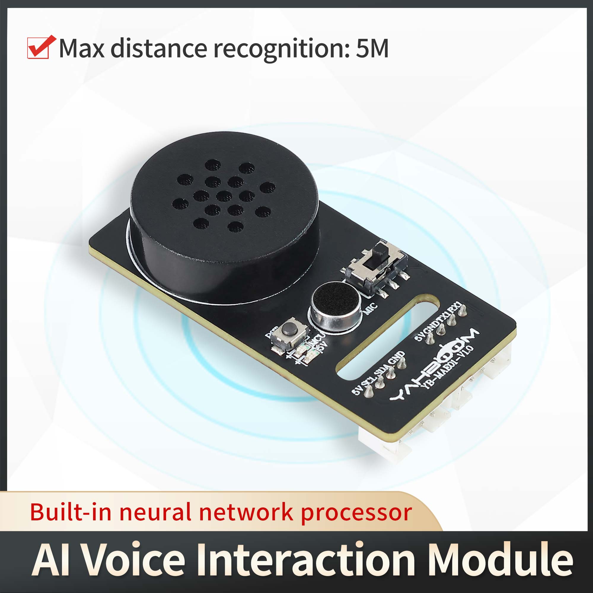Yahboom AI 音声インタラクション モジュール高精度認識ブロードキャストロボット玩具用インテリジェント プログラマブル サウンド センサー
