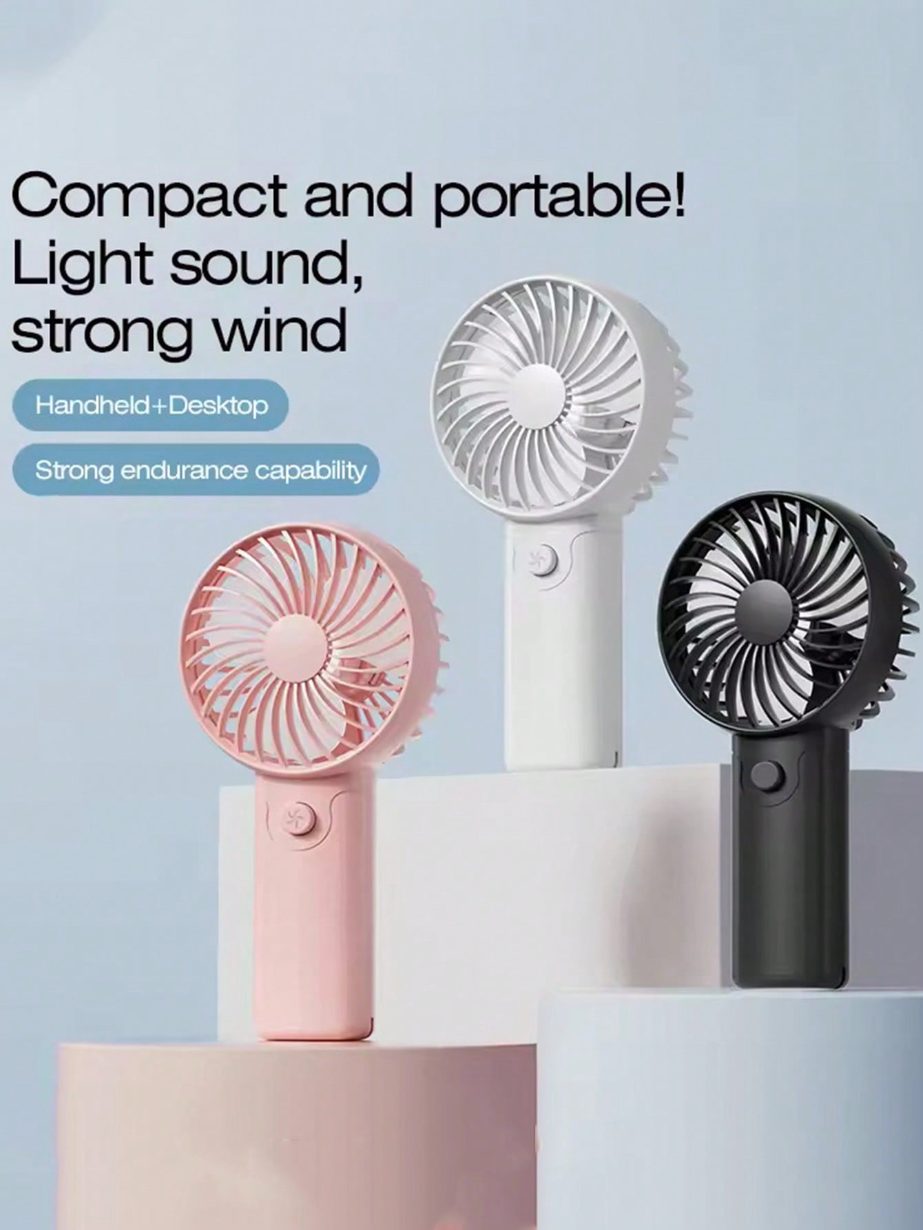 1pc ユニセックス電池式ミニポータブルハンドファン、安定した気流、ギフト、アウトドア旅行、ビーチ、自宅、オフィスに最適 (電池は含まれません)