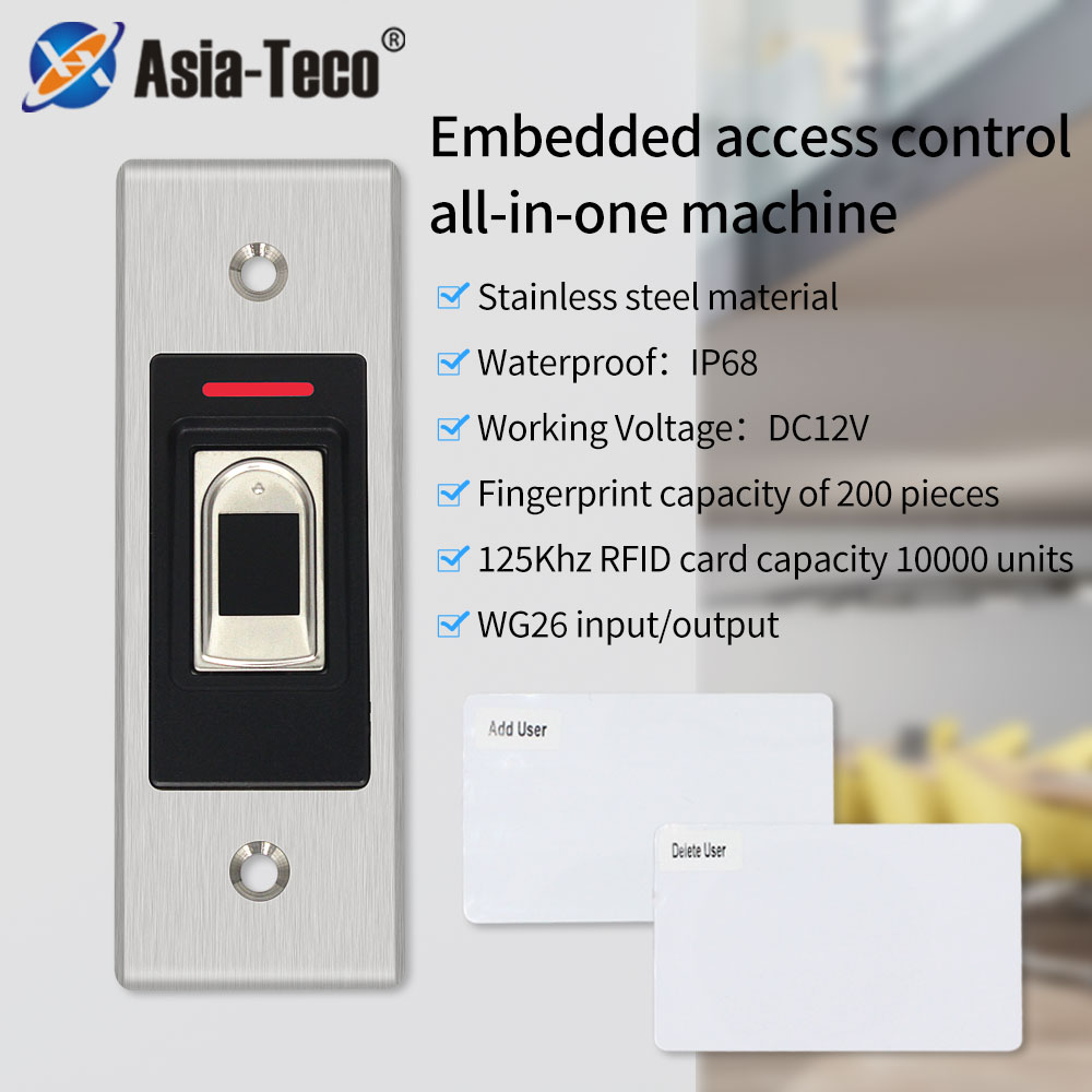 IP68 防水金属指紋アクセス制御キーパッド壁に取り付けられたコントローラセキュリティドアオープナー隠蔽