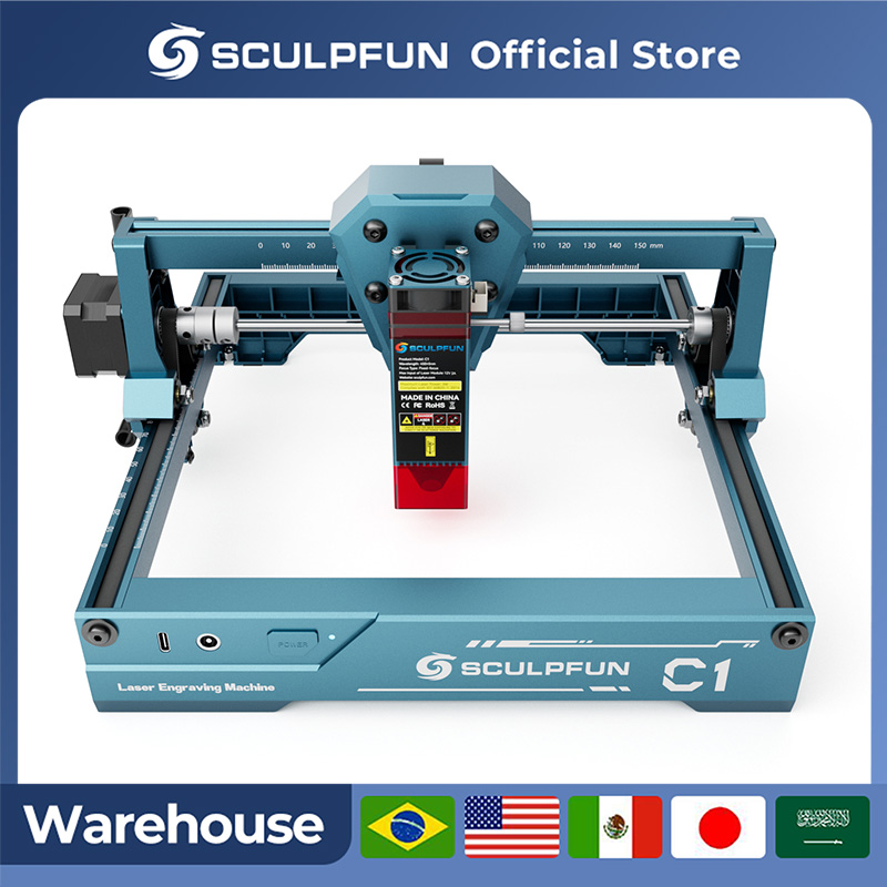 Sculpfun 3 ワットポータブルレーザー彫刻機超微細スポット 150 × 130 ミリメートル彫刻エリアコンパクトデスクトップ彫刻機 DIY Craf C1