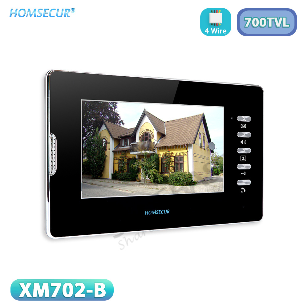 7 インチ/4.3 インチ TFT 液晶屋内モニター HOMSECUR 4 線式 700TVLine ビデオドアベル電話インターホンホームセキュリティシステム用プラグ付き