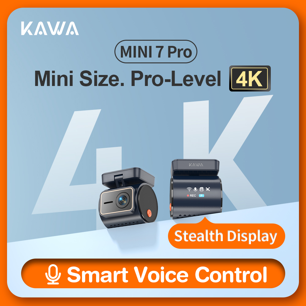 KAWA 4K フロントダッシュカム MINI 7 Pro、APP/音声制御/WIFI6/GPS 付き WiFi カーカメラ、自動ビデオレコーダー、ダッシュカム、HDR、ダッシュカメラ
