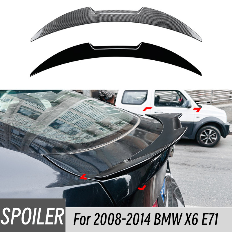 2008-2014 BMW X6 E71 高品質 ABS プラスチックリアトランクリッドスポイラーウィングブラックカーボン外装チューニングアクセサリー