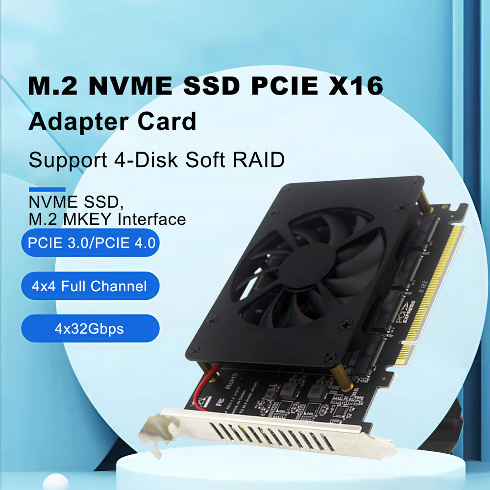 M.2 - PCI-E 4ディスクNVMe拡張カード PCIE X16 NVMe M.2 MキーSSD RAIDアダプターカード 2230 2242 2260 2280対応