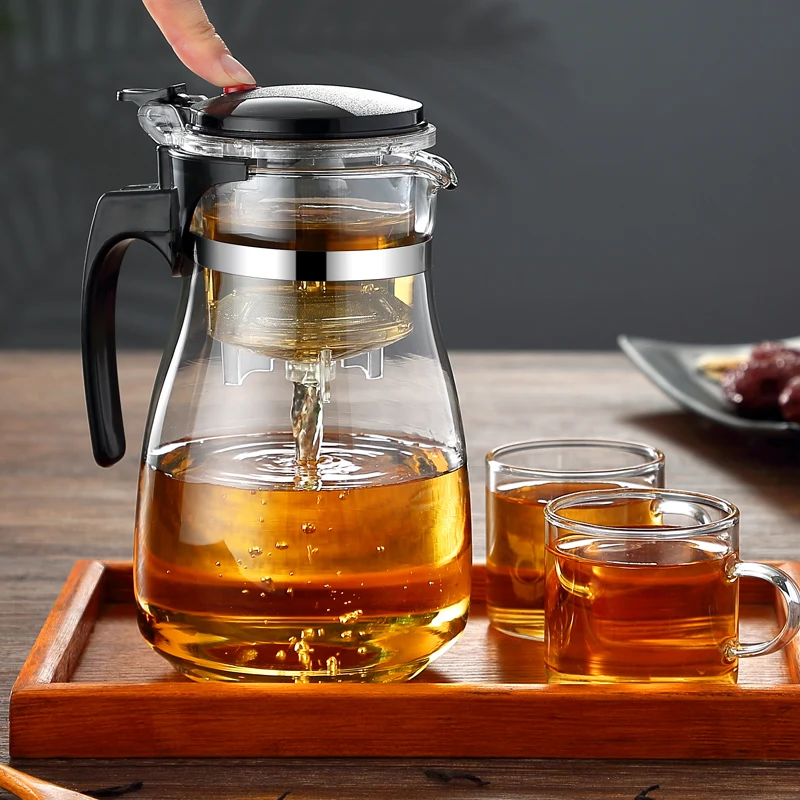 耐熱ガラスティーポットプーアルケトル茶注入器中国カンフー茶器セット高ホウケイ酸塩肥厚加熱可能ポット