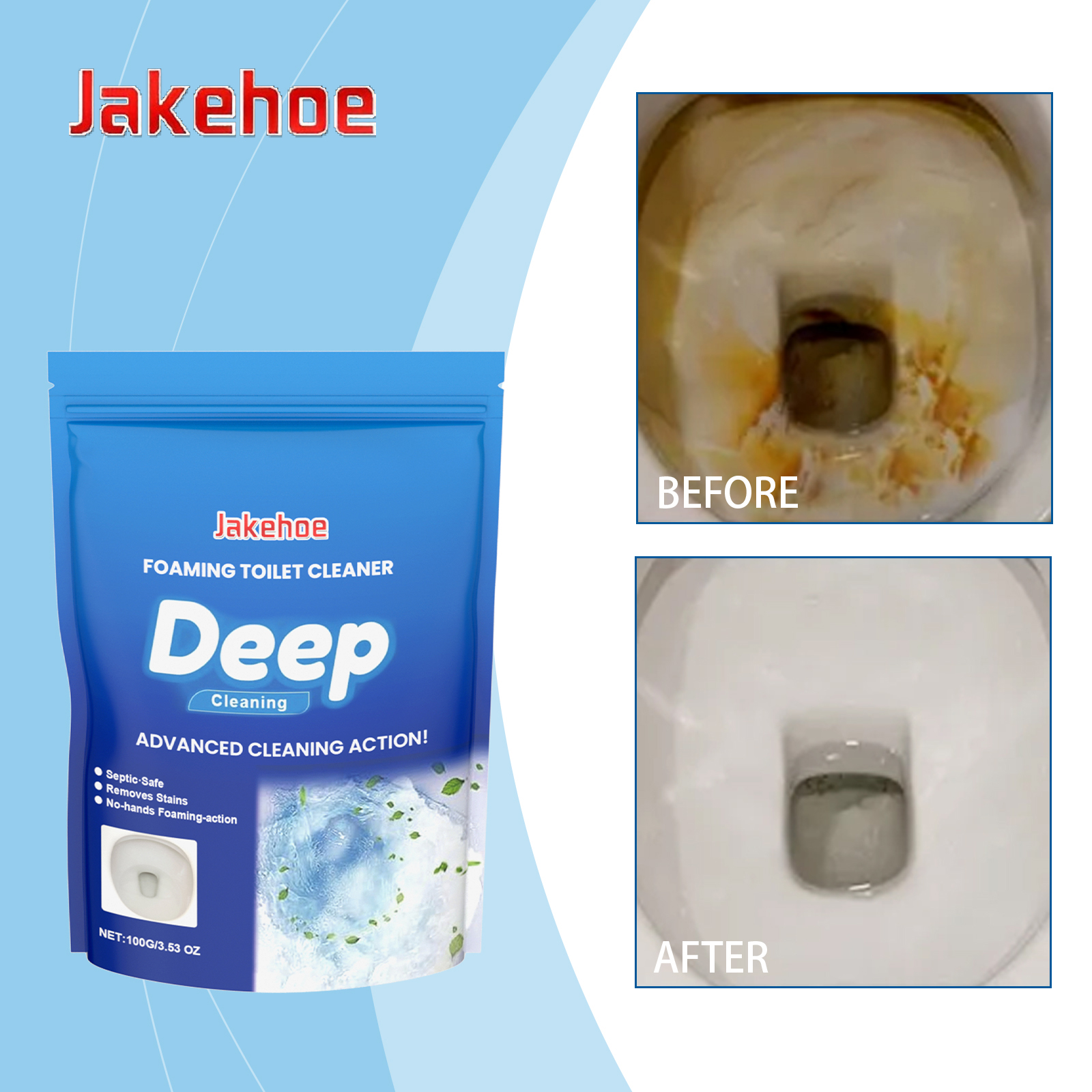 Jakehoe トイレクリーナー 泡状フォーミュラ 効果的な強力な汚れ除去とさわやかな香りで消臭 家庭用トイレの毎日の使用