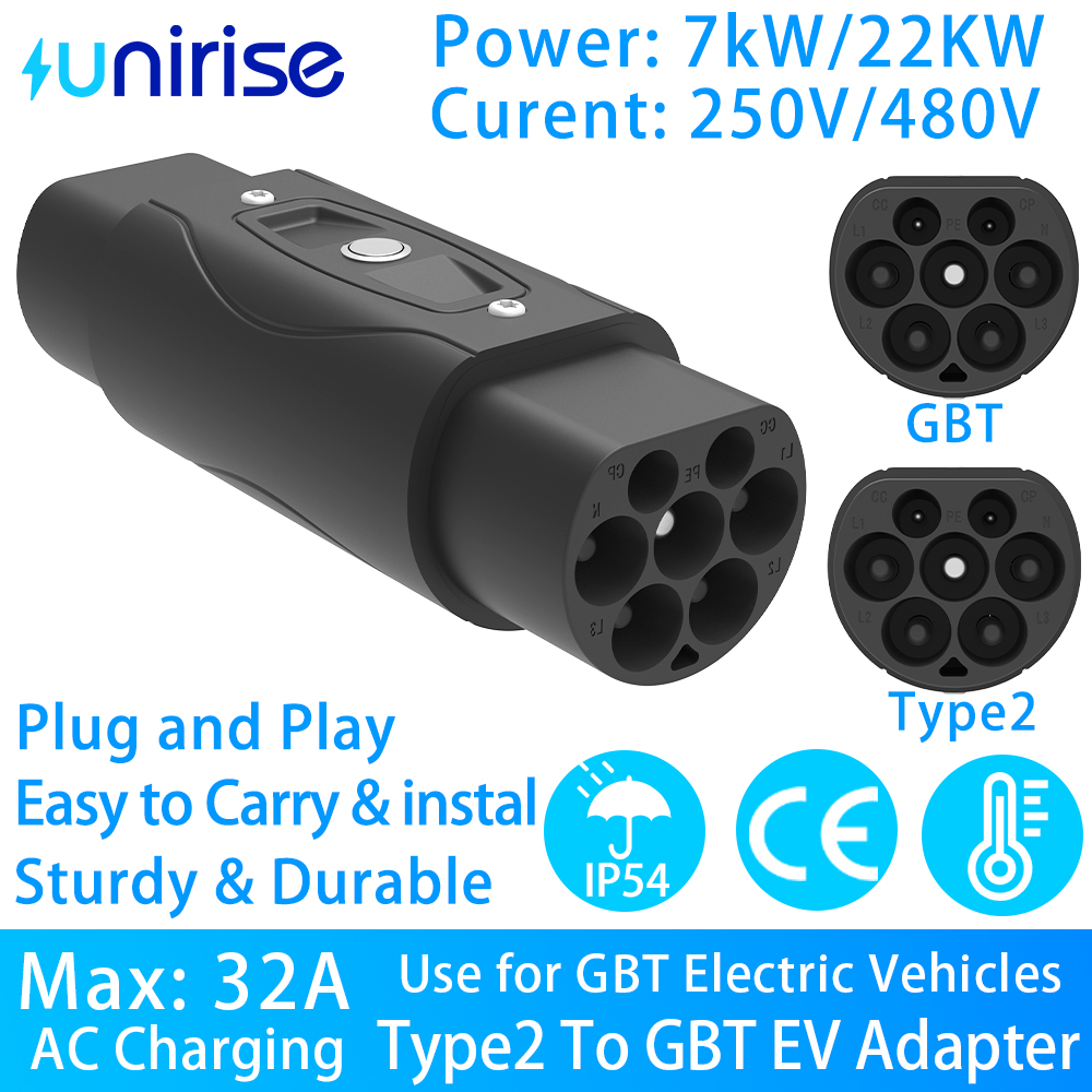 Unirise Type2 から GBT Ev 充電アダプタ 22KW/7KW 電気自動車用急速充電コンバータ GB/T ソケット車の充電アダプタ