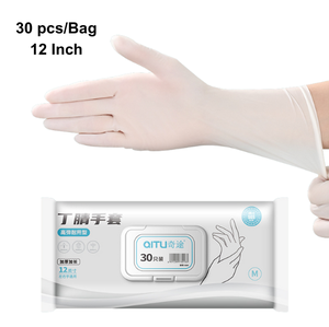QITU 12インチ 7g 30枚入り使い捨てニトリル手袋（家庭用）、4色展開、ソフト、軽量、パウダーフリー、防水、使い捨て。
