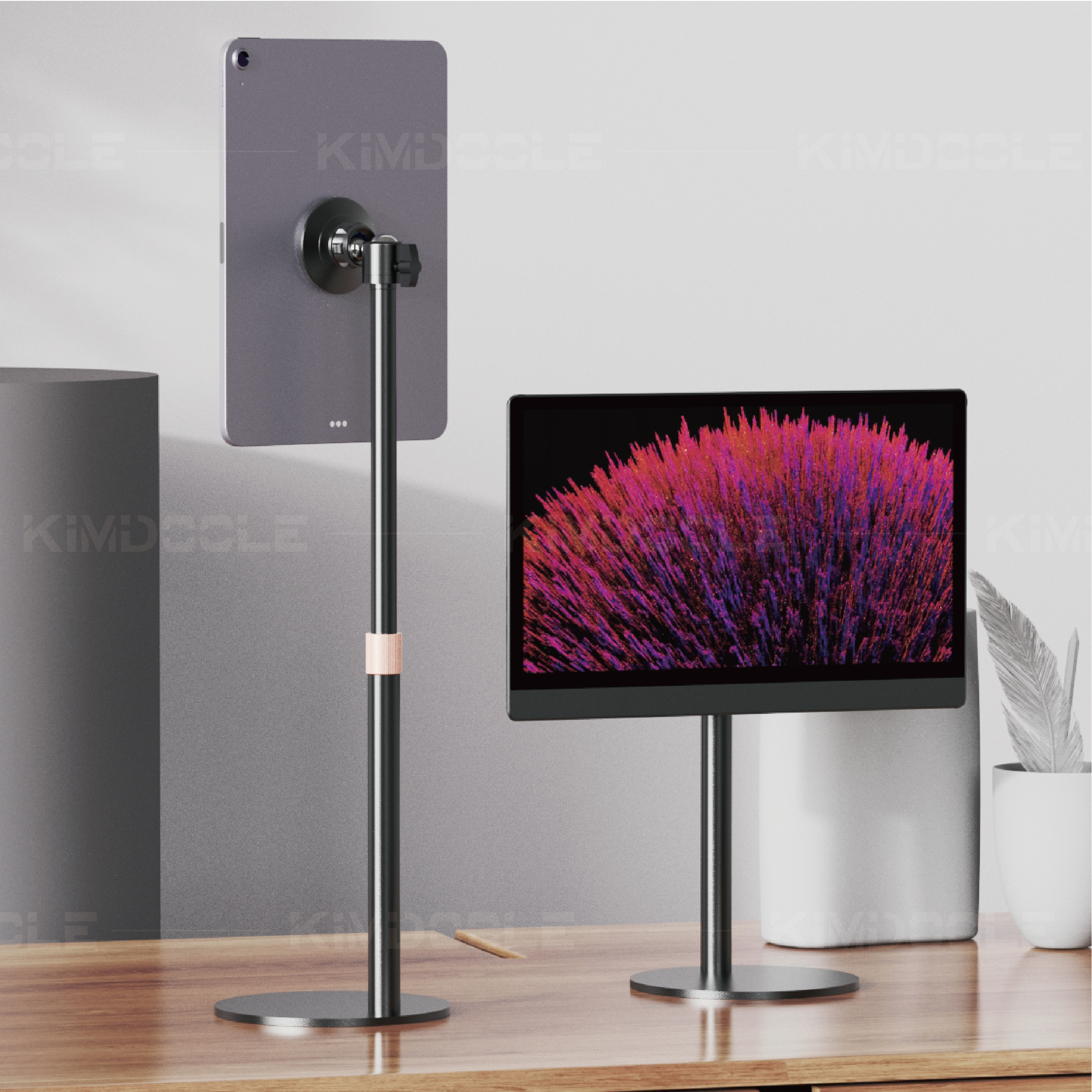 Artpowers ポータブル モニター スタンド 高さ調節可能 磁気モニター タブレット スタンド 自立式 ロープロファイル デスク マウント モニター