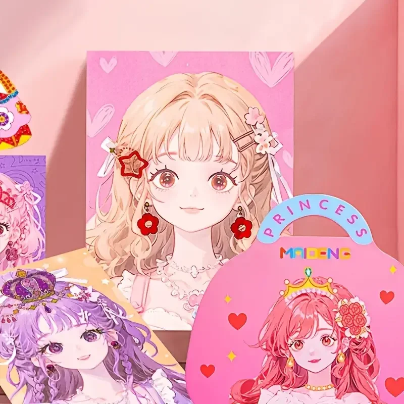 DIY プリンセスメイクアップセットかわいい着色芸術と工芸品子供女の子子供おもちゃ本の恋人のギフト画材ドレスアップステッカー