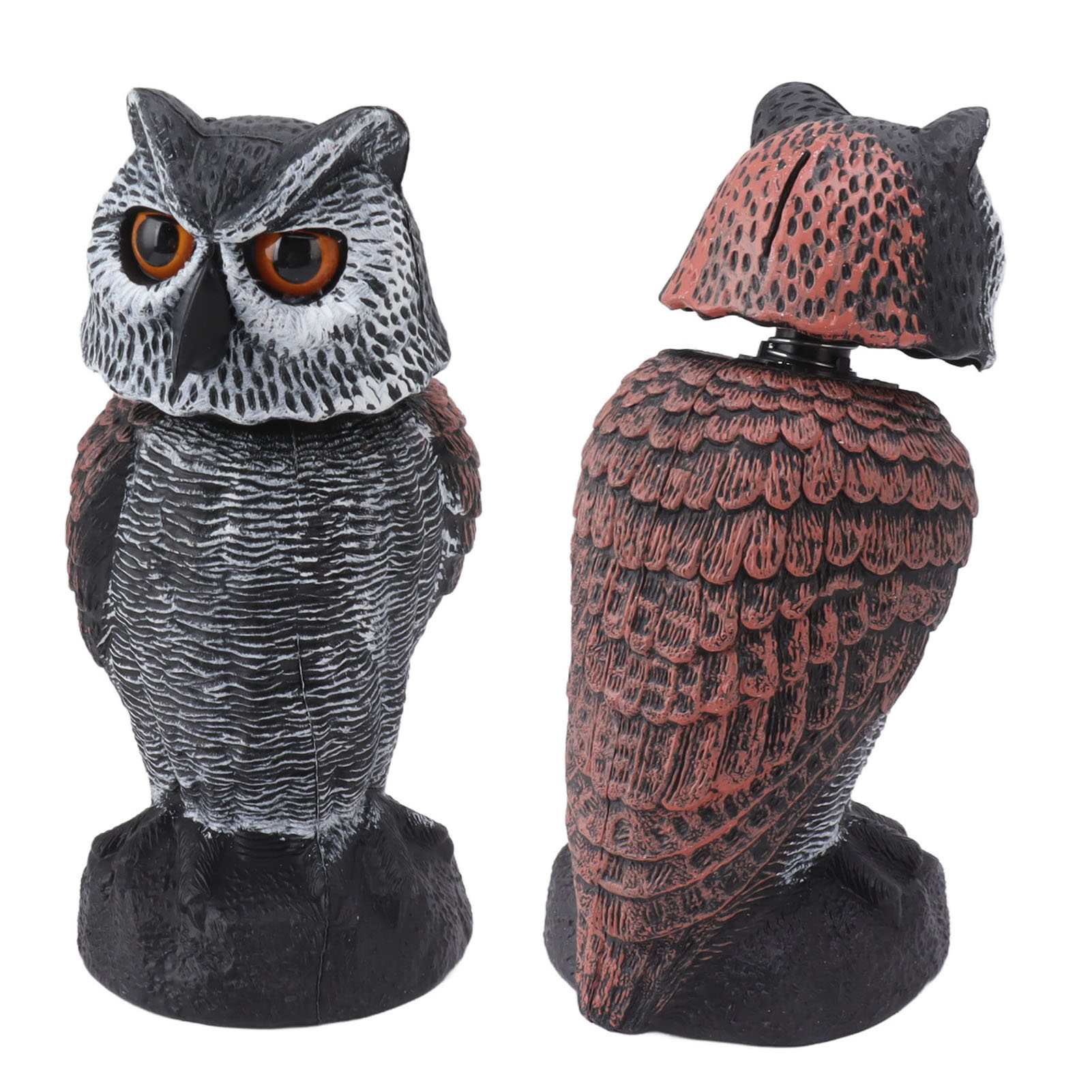 フクロウデコイ プラスチックシェイクヘッドフクロウデコイ 鳥を怖がらせるかかし フェイクフクロウ 屋外の庭の装飾 鳥を怖がらせるフクロウデコイ