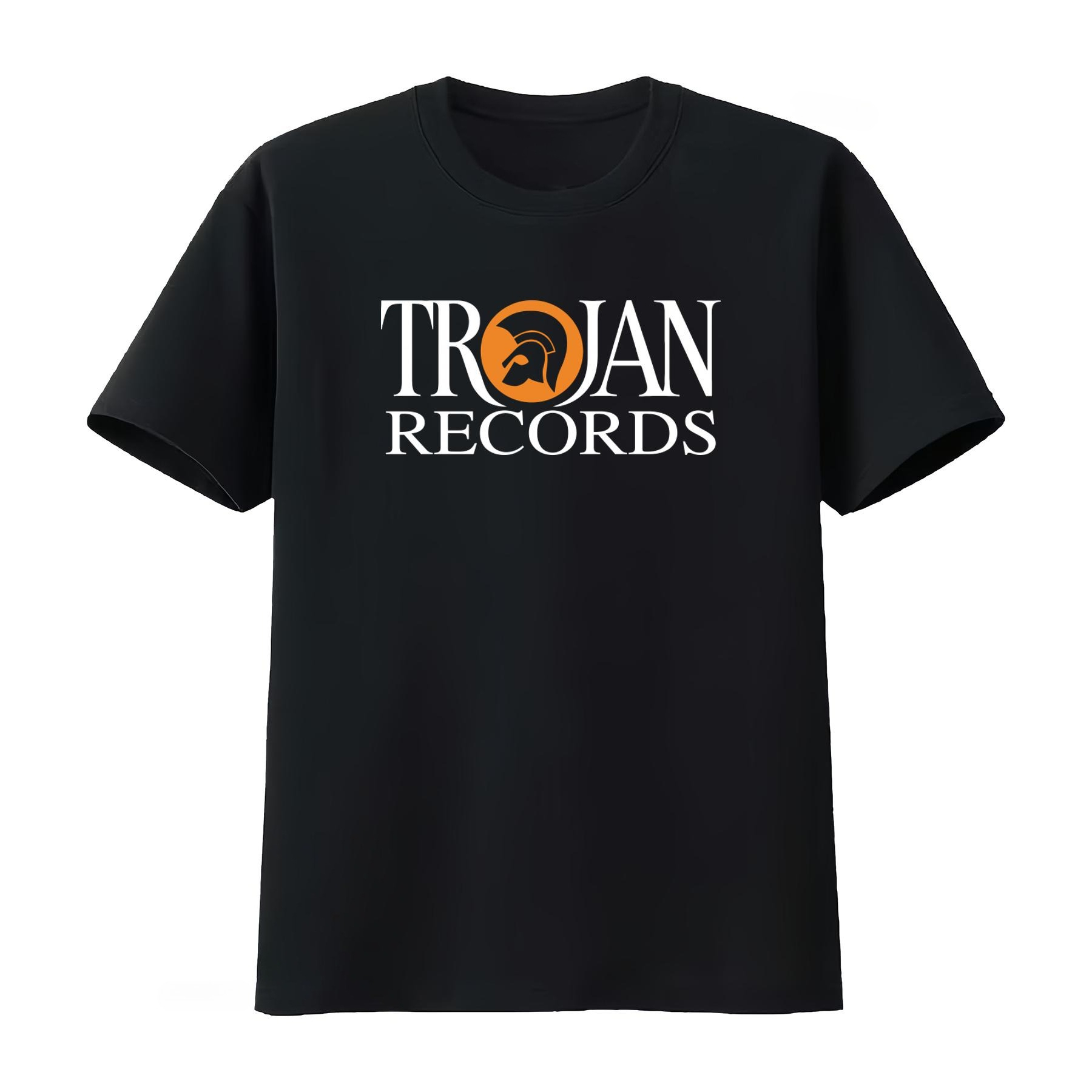 Trojan Records 英国ラベルロゴメンズ Tシャツブラックホワイトプリント音楽にインスピレーションを得たファッションステートメント男性女性 2026 夏 Tシャツ