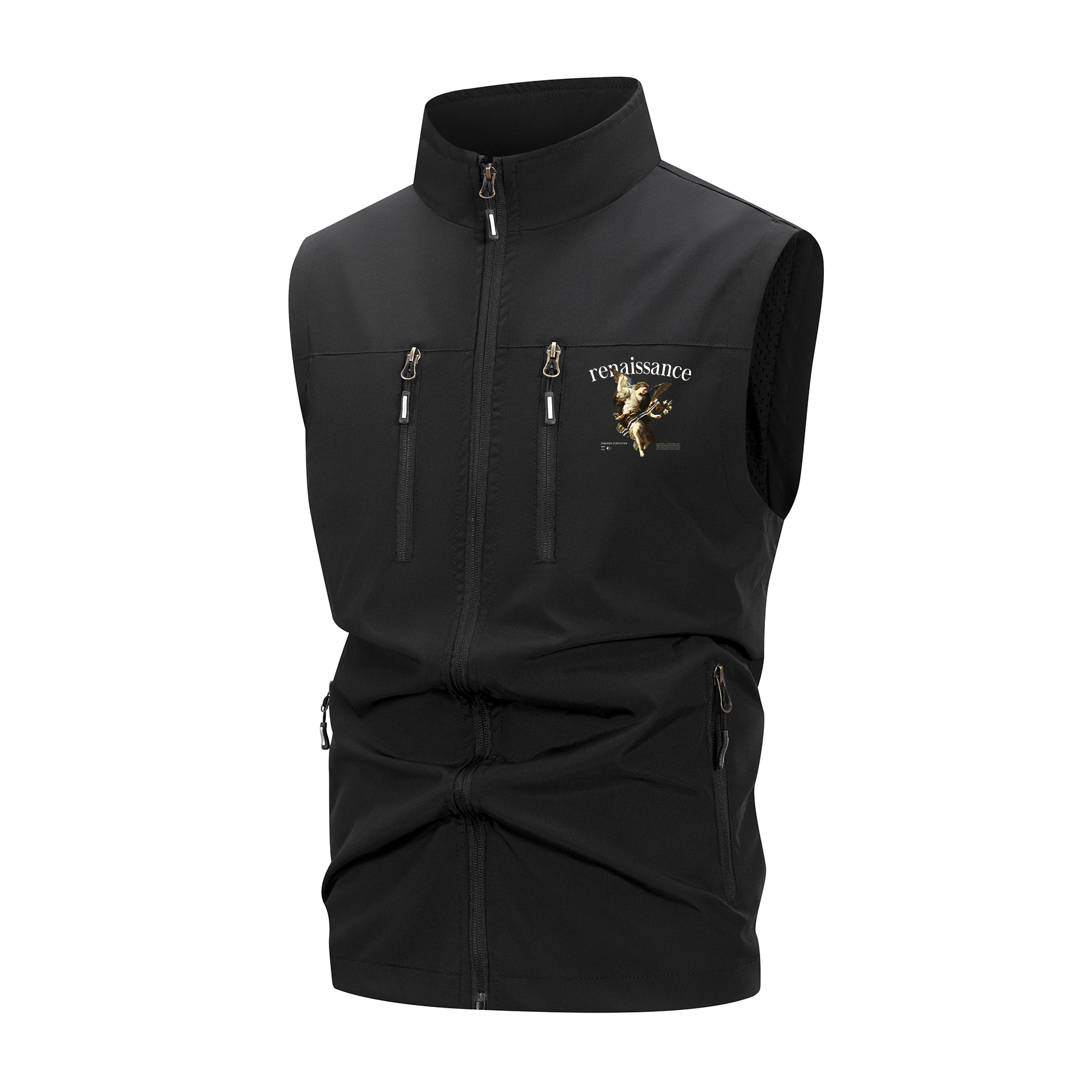 Men's Stand-Up Collar Vest Coat Suitable For Outdoor Sports Sleeveless Windproof And Breathable Vest Jacket With Inner Pocket