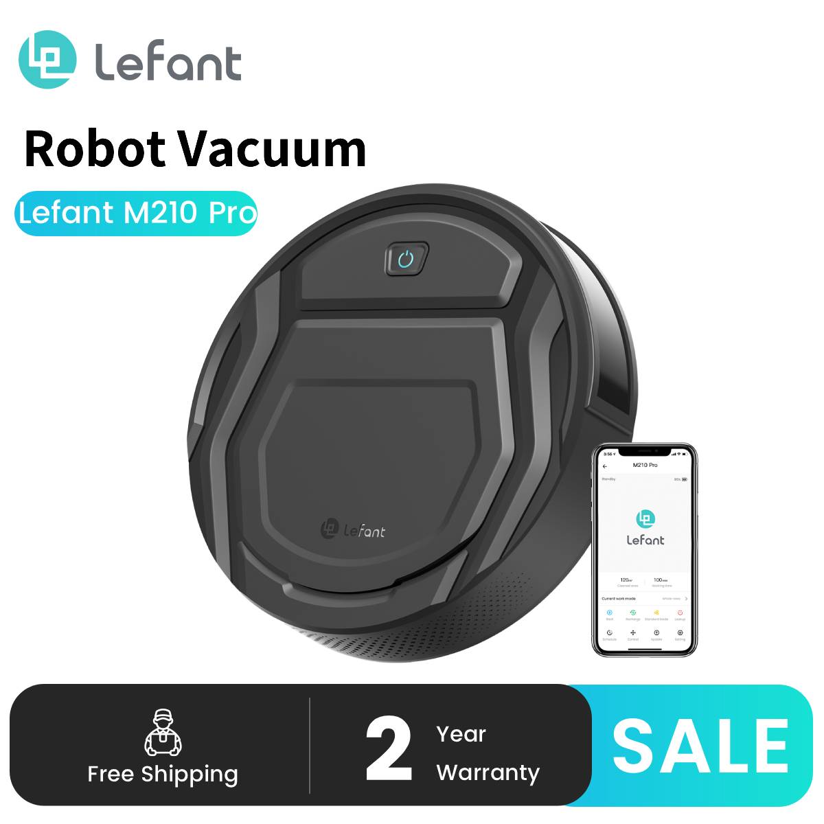 Lefant M210 プロロボット掃除機、2200Pa 吸引力、WiFi/Alexa/APP/Bluetooth、スケジュール掃除、自己充電、家庭用スマート