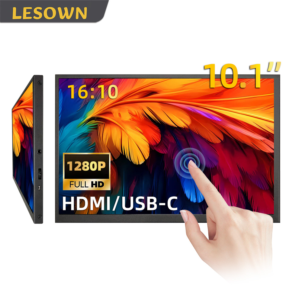 LESOWN USB C ポータブルモニター 10.1 インチ 1280x800 IPS LCD コンパクトトラベルディスプレイ Raspberry Pi モニター ラップトップ Windows Mac OS用