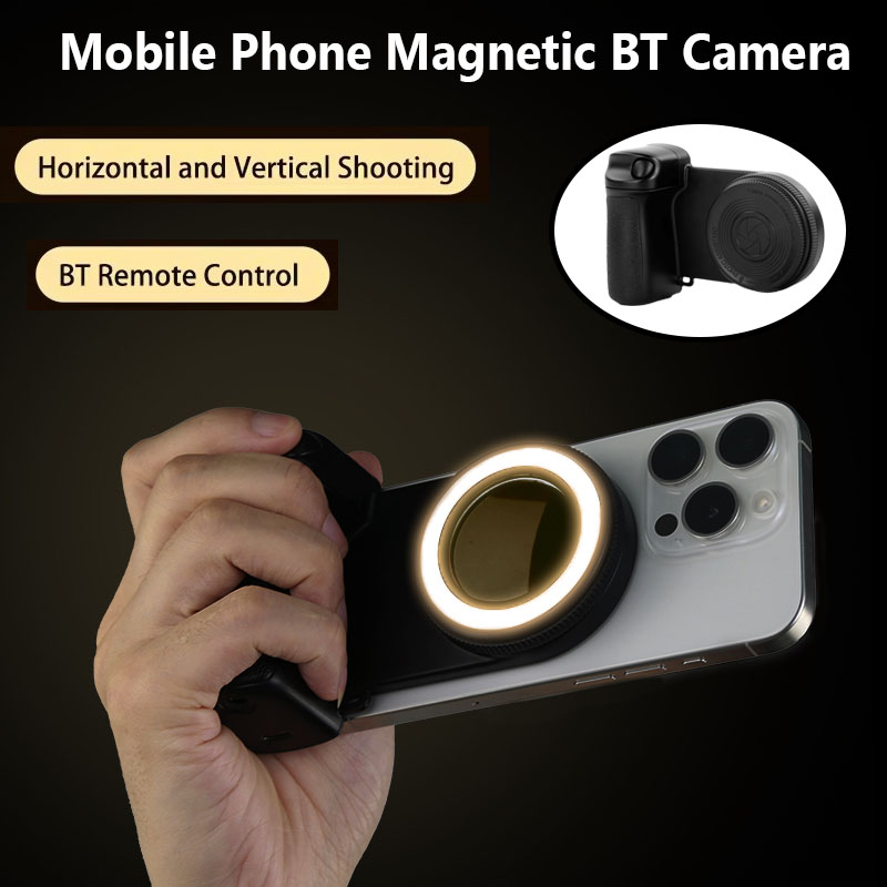 MagSafe 電話カメラ シャッター グリップ iPhone 16 Android Bluetooth Selfie スタビライザー 補助光付き スマートフォン写真撮影用