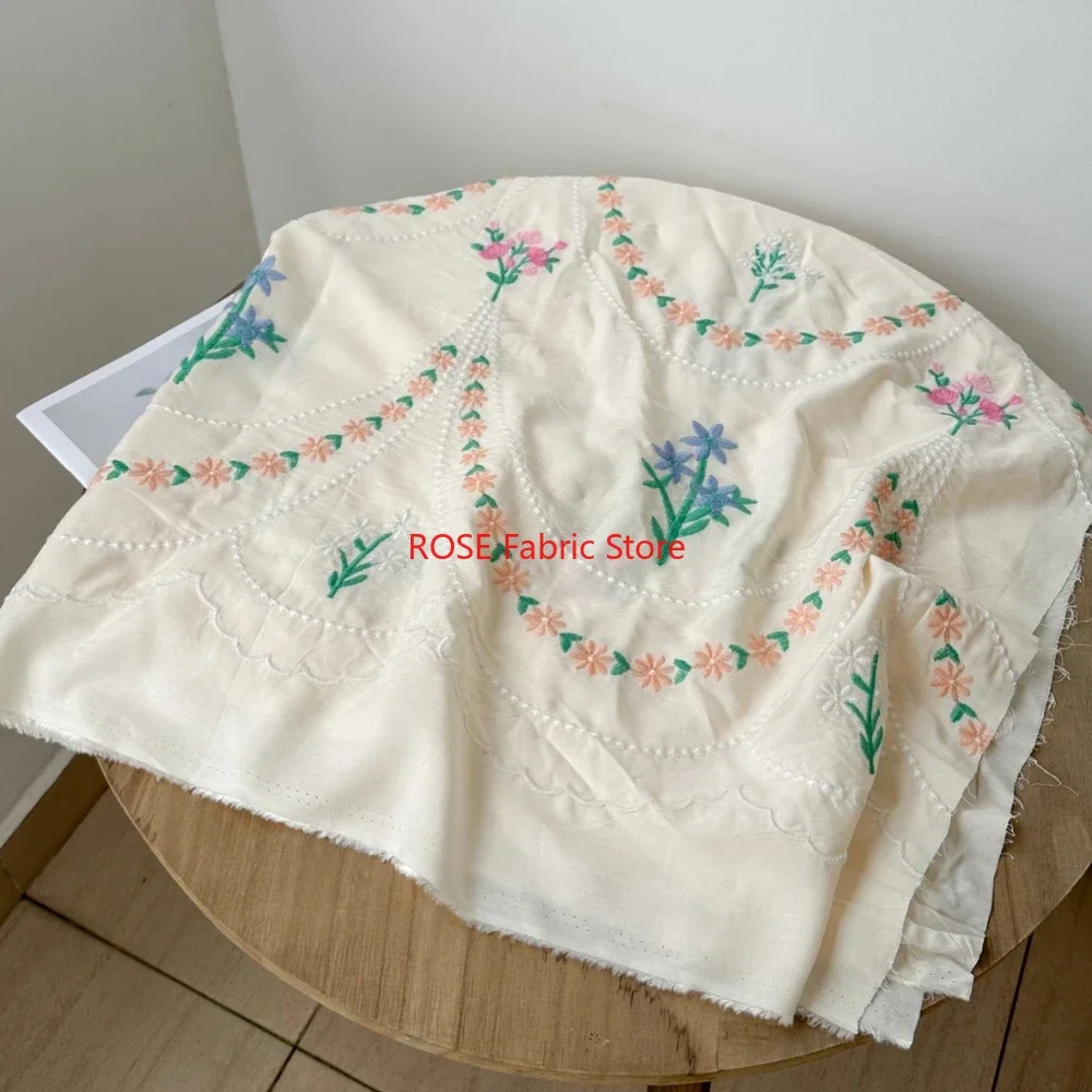 カラフルな花の刺繍レース生地ドレス、トップス、テーブルカバー、衣装デザイン、ヘアアクセサリー縫製、サマードレス用