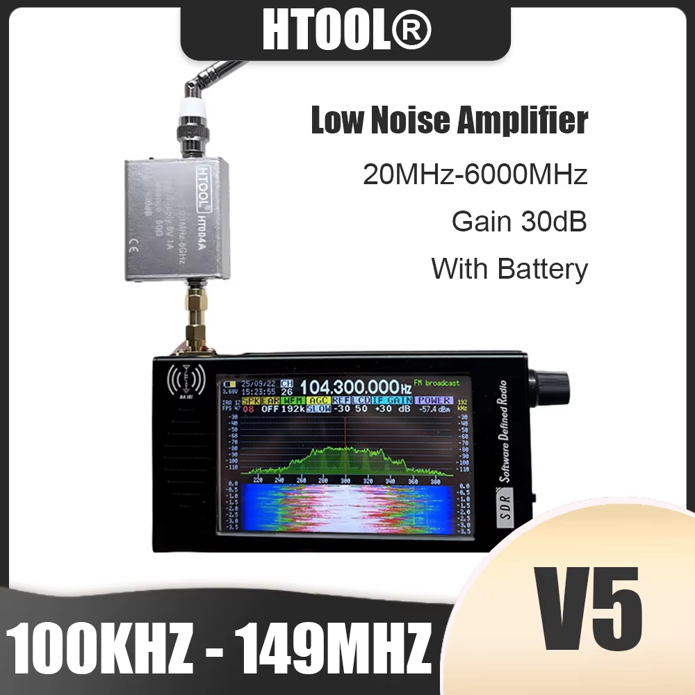 SDR V5 ラジオ 100KHZ-149MHZ DSP 短波デジタル FM ラジオ受信機ゲイン 30dB 20MHz-6000MHz 低ノイズアンプポータブル屋外