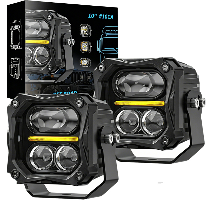 オートバイミニドライビングライトワークランプワイヤーセットハイ/ロービーム白黄色 LED ヘッドライト DRL 車のトラック 4x4 オフロード ATV
