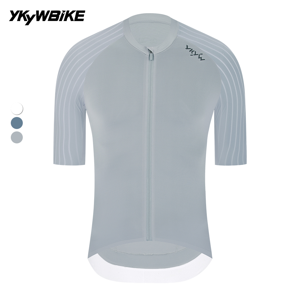 YKYWBIKE 男性用サイクリングジャージ 2026 夏ロードバイクシャツ YKK ジッパー自転車ジャージ通気性空力ラグランスリーブ