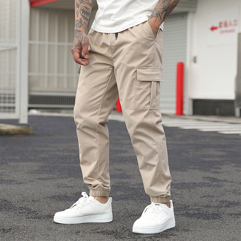 メンズ夏のタクティカルカーゴパンツ軽量カジュアルパンツ耐摩耗性マルチポケットアウトドアハイキング男性