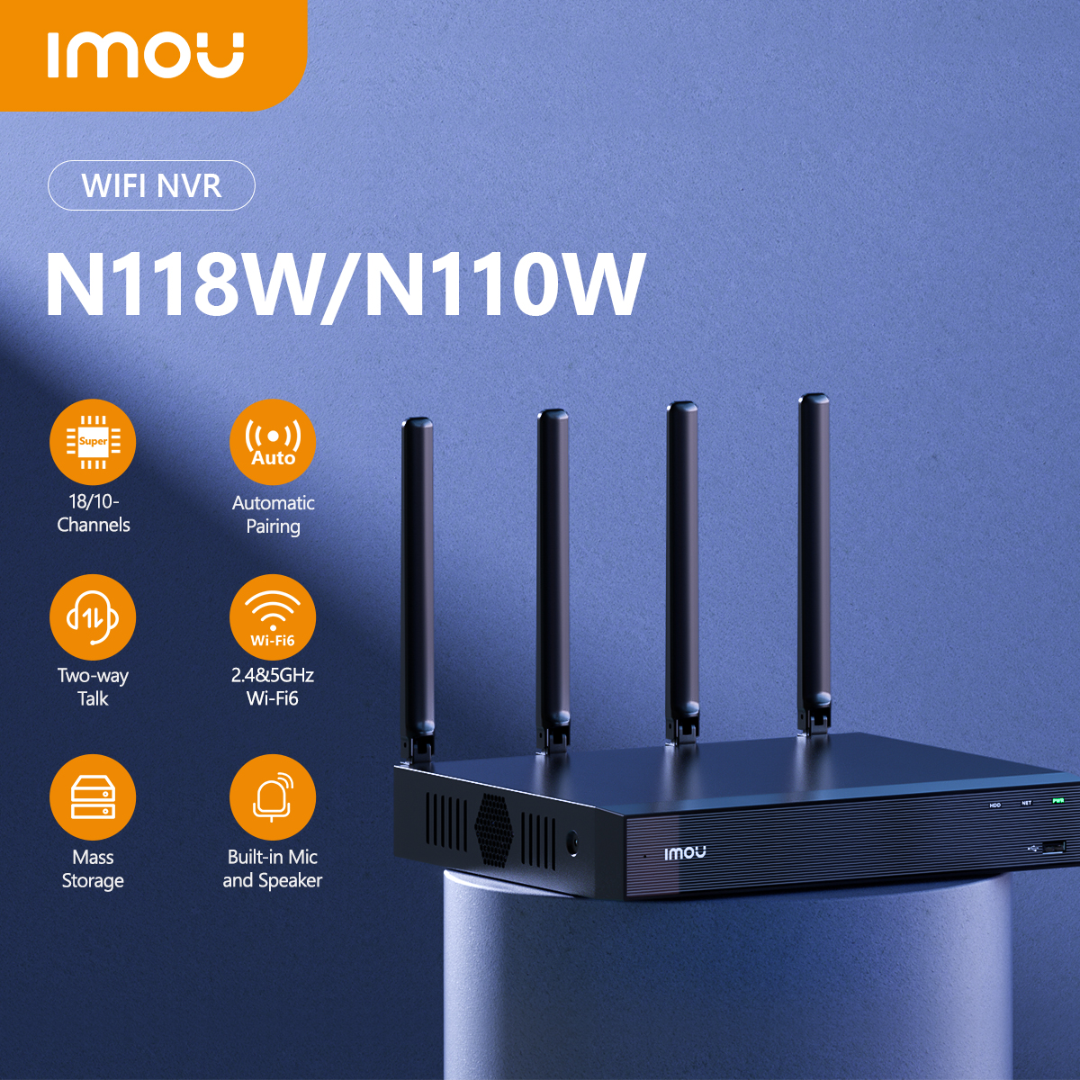 IMOU 10CH 18CH Wi-Fi Network Security System Wireless Recorder NVR Strong Metal Shell Support ONVIF Standards