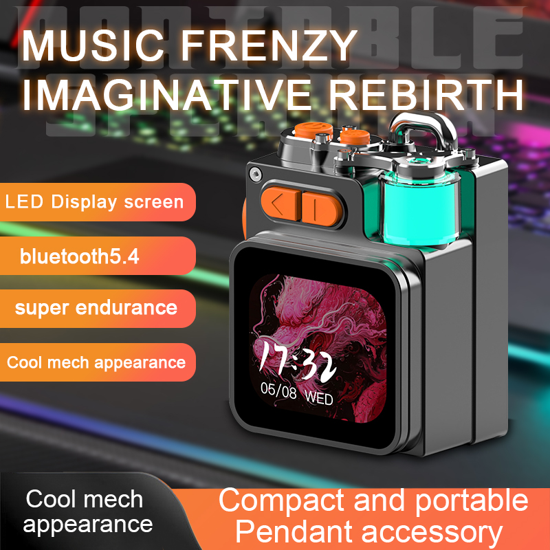 DK08 ワイヤレス Bluetooth 5.4 メタルメカニカルスピーカー LED 表示画面 RGB デスクトップサブウーファーサポートカレンダー目覚まし時計