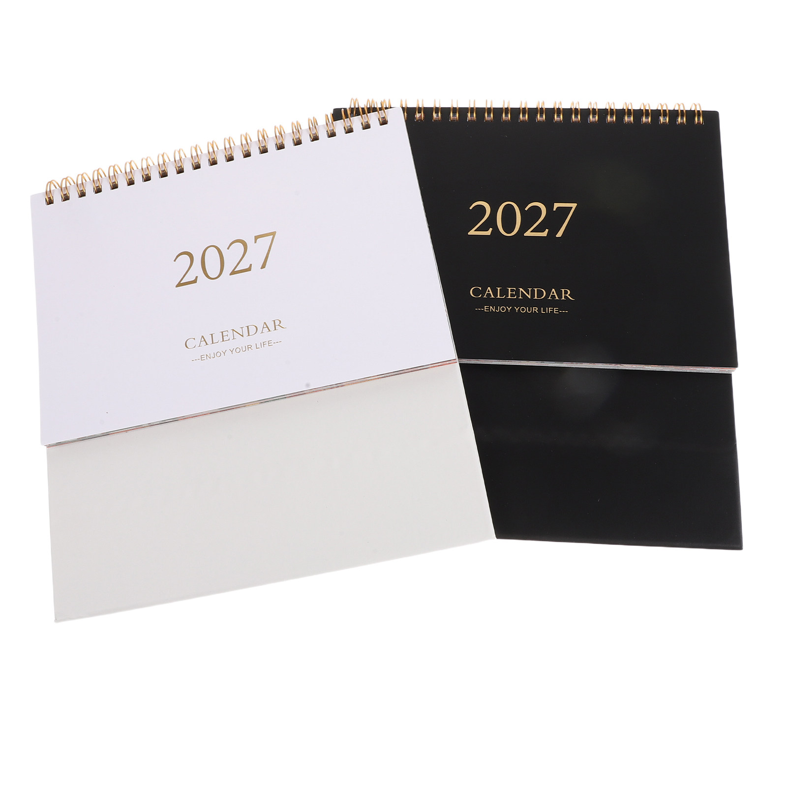 2027年版デスクトップカレンダープランナー（スパイラル綴じ）2冊セット　ビジネスデスク用、学業計画、日々のデスクオーガナイザーカレンダー