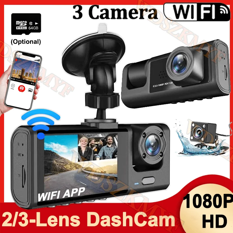 2/3 カメラ WIFI/NO WIFI ダッシュカム キャビン 車 Dvr 1080P 車内車両 3 ウェイ チャンネル Dvr レコーダー ビデオ ダッシュカム ビデオカメラ
